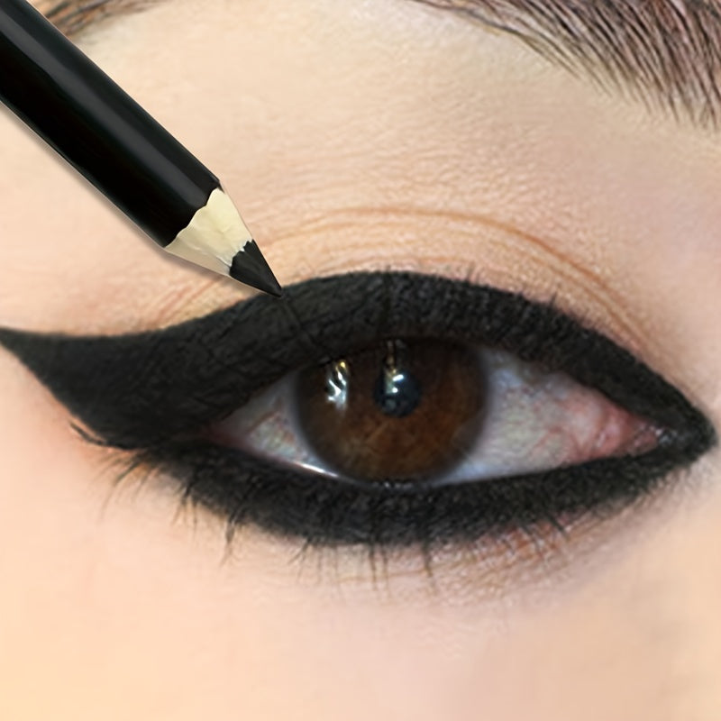 Lápiz de delineador de ojos negro resistente al agua y a la transpiración para mujer