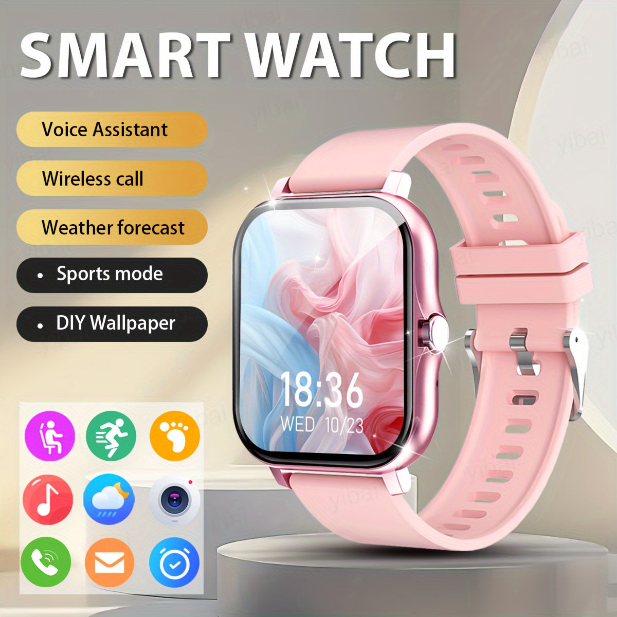 1.83-Inch Smart Watch for Men and Women with Sports Modes and Android iPhone Compatibility