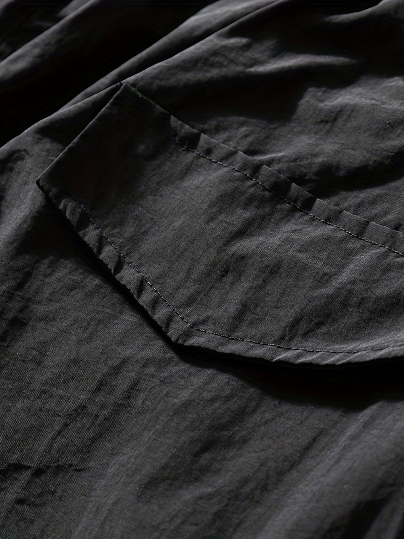 Plus Size Men's Black Nylon Joggers Lightweight Loose Fit Casual Sporty Sweatpants