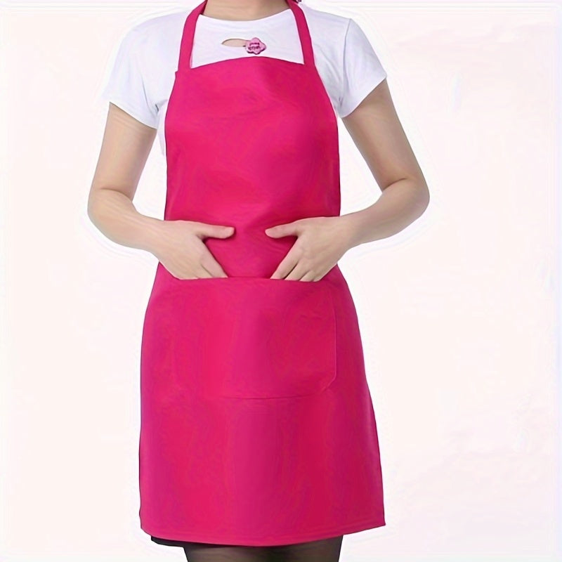 Polyester Apron with Pockets and Adjustable Halter Strap for Cooking Gardening Baking