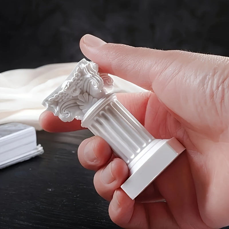 Figura decorativa de columna romana griega de resina con clip para decoración navideña