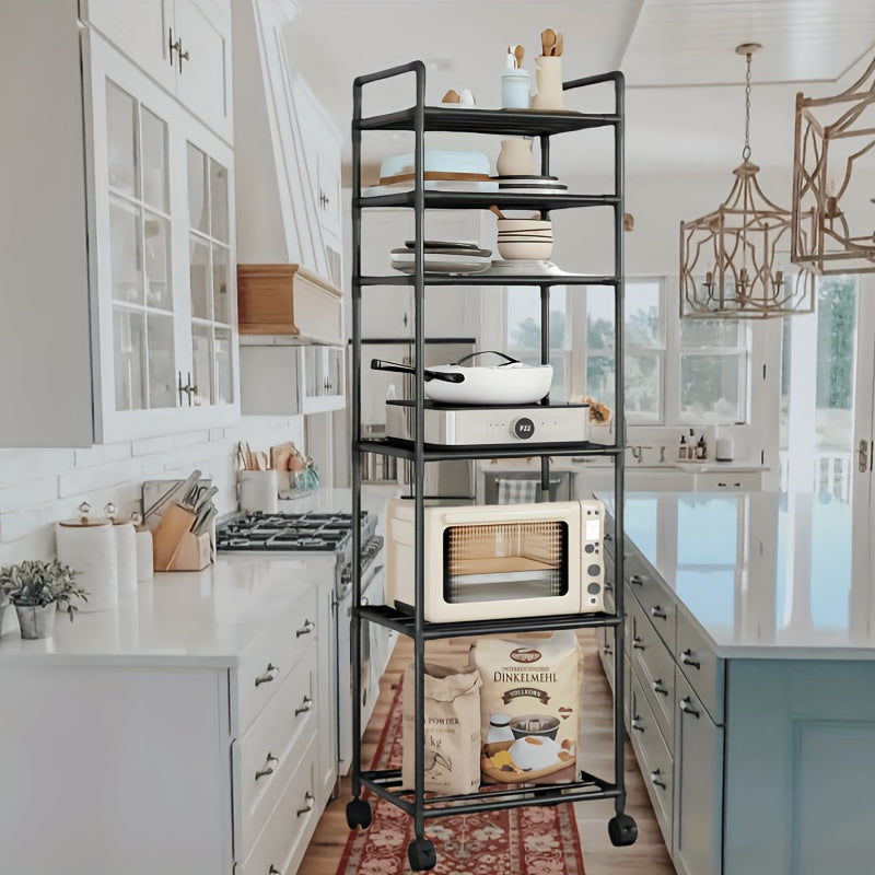 Carro de almacenamiento metálico de 6 niveles con ruedas para cocina, baño y sala de estar
