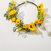 Diadema de tela floral para bodas y vacaciones con diseño de girasol