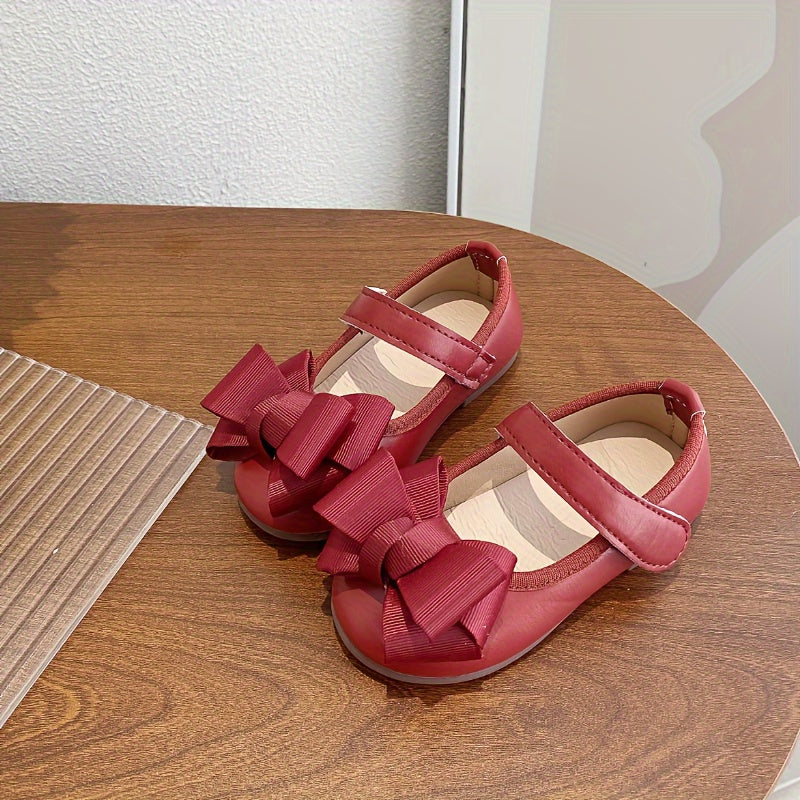 Girls Flats with Bow Non-slip Round Toe for Parties Weddings and Daily Wear