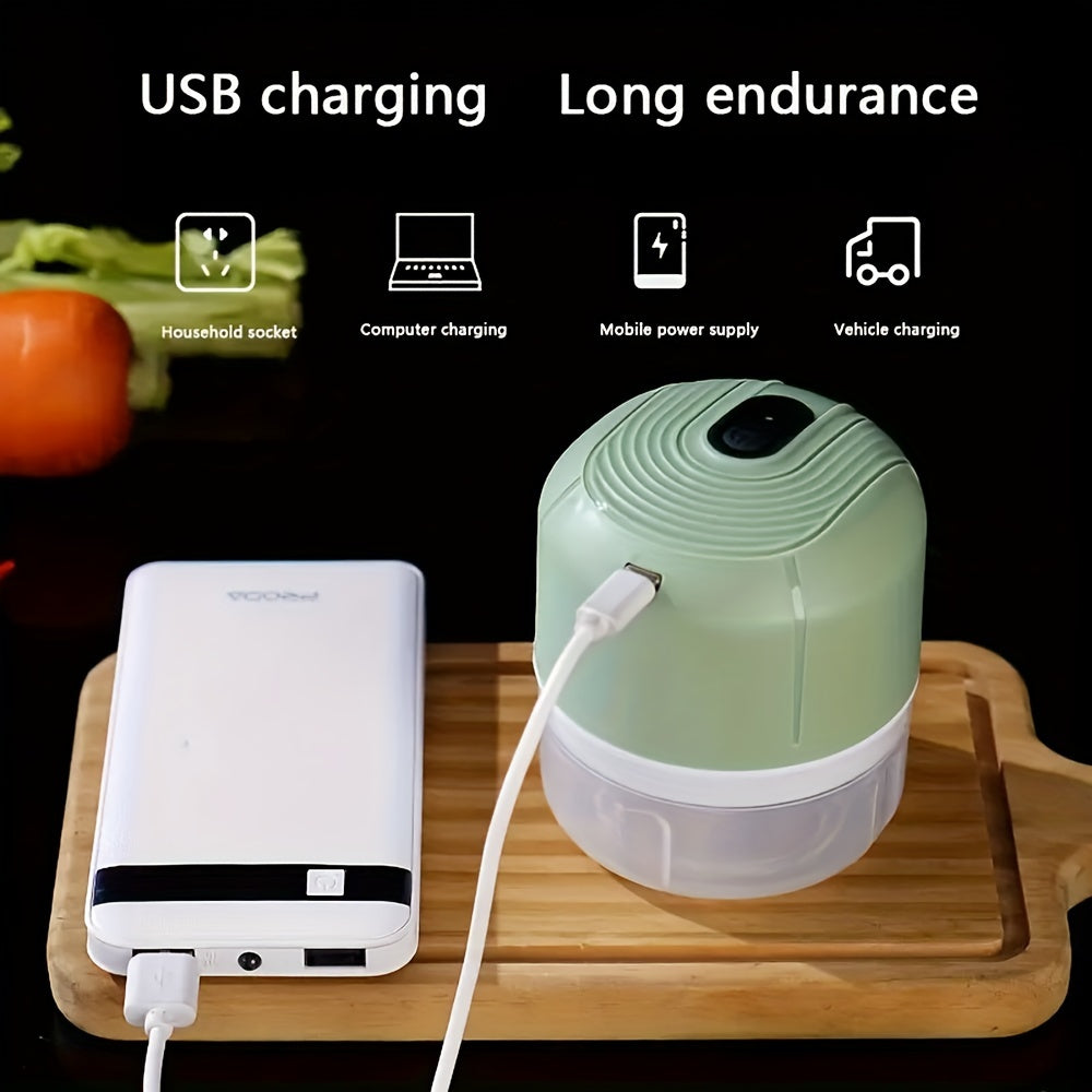 Plastic Food Chopper Mini Food Processor with USB Rechargeable Portable Vegetable Dicer and Garlic Mincer