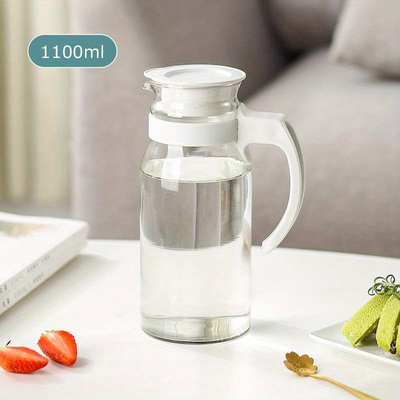 Large Glass Water Jug with Handle 800ml 1100ml 1400ml Cold Drinks Borosilicate