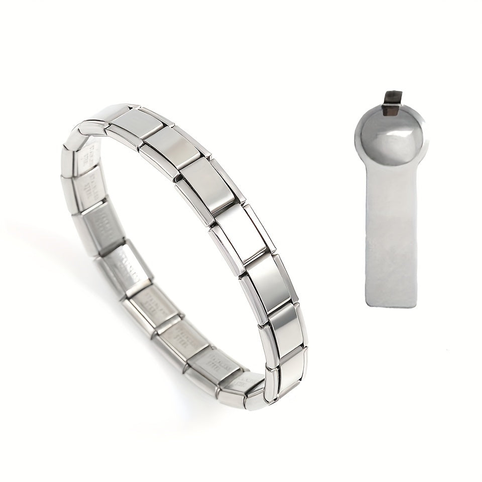 Stainless Steel Roman Numeral Bracelet Unisex Adjustable Cuff Jewelry