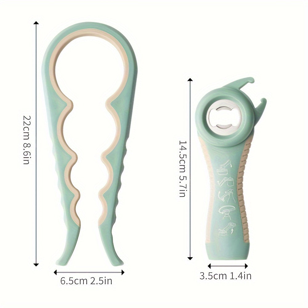 4-in-1 Can Opener Set Kitchen Twist Cap Lid Remover Ergonomic Plastic Manual Tool