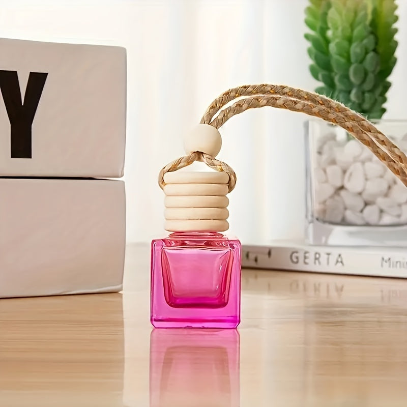 Empty Square Glass Bottle 8ml Perfume Diffuser Aromatherapy Car Pendant