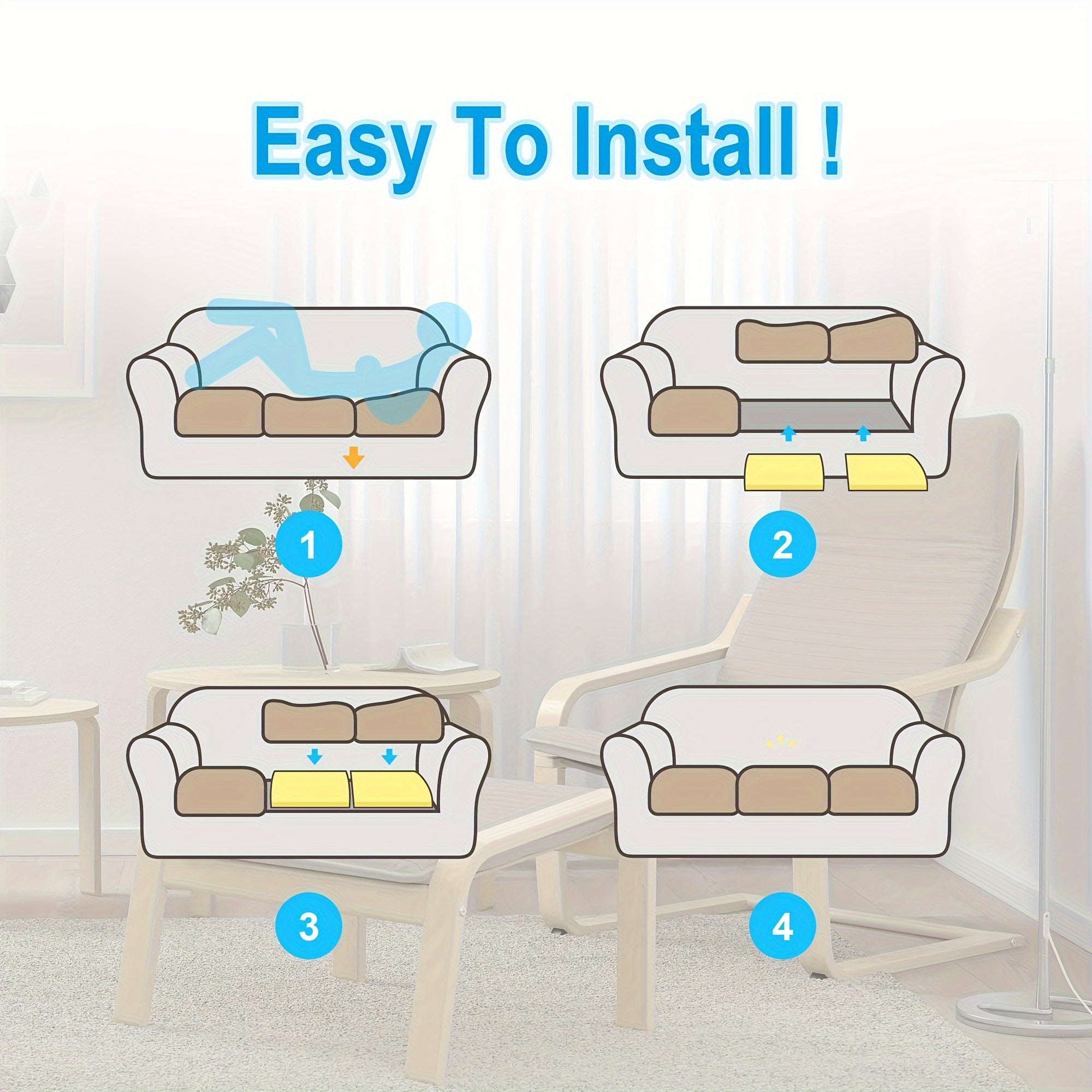 Two Pieces High-Density Foam Sofa Cushion Supports 50.8x50.8cm for Furniture Repair