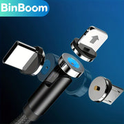 540 Rotate Magnetic Charging Cable with 3 Plugs for Fast Charging Micro USB Type C iPhone