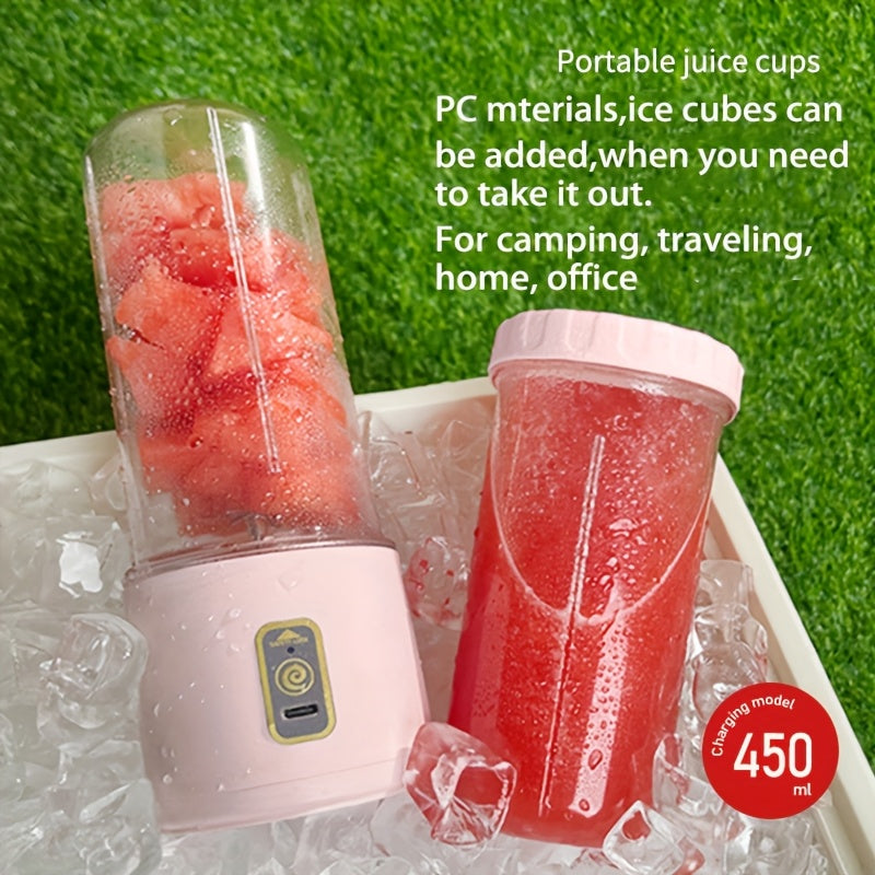 450 мл портативный электрический соковыжималка, перезаряжаемый через USB, с 6 лезвиями, пищевой пластик PP