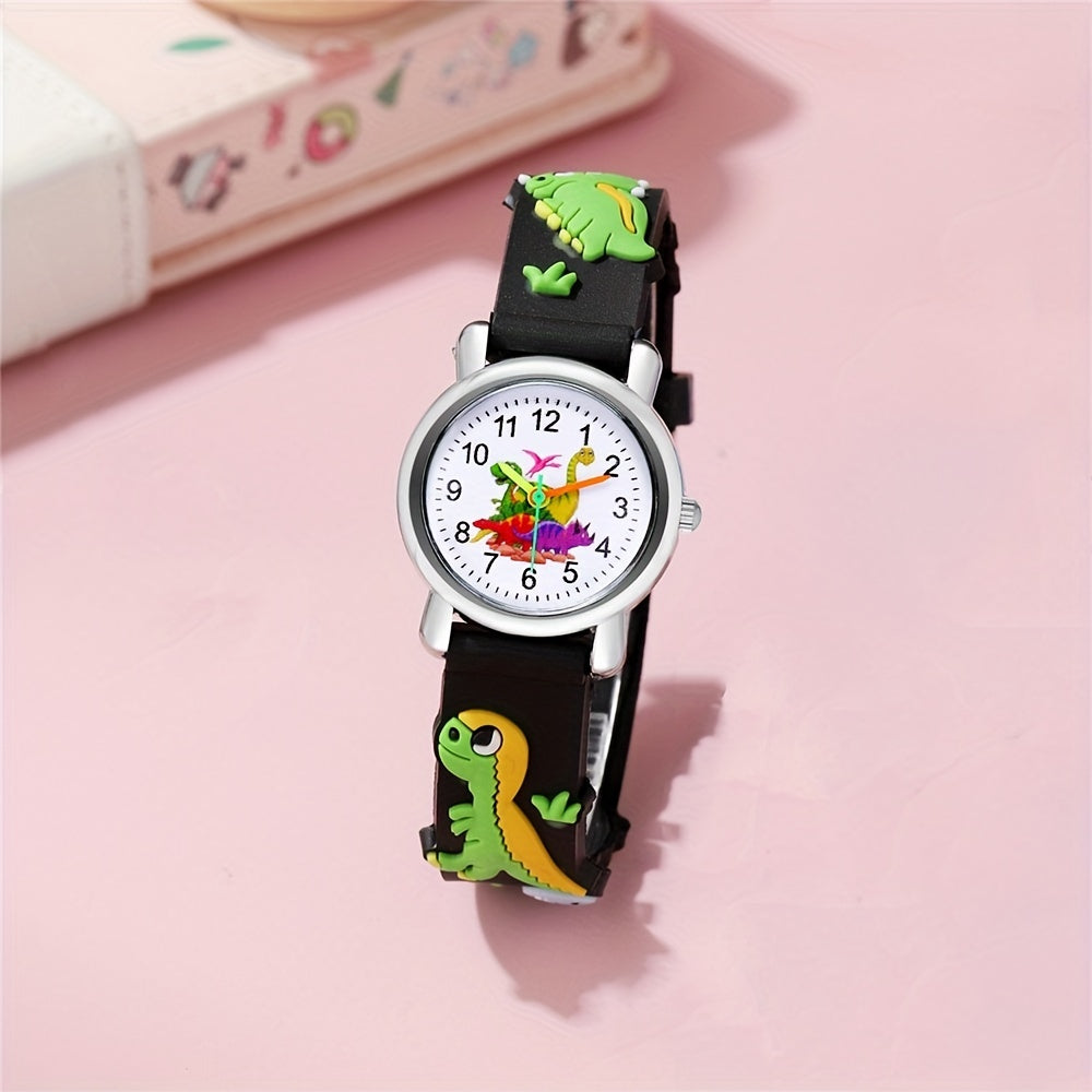 Kids' Dinosaur Quartz Watch for Children with Silicone Band and Colorful Design