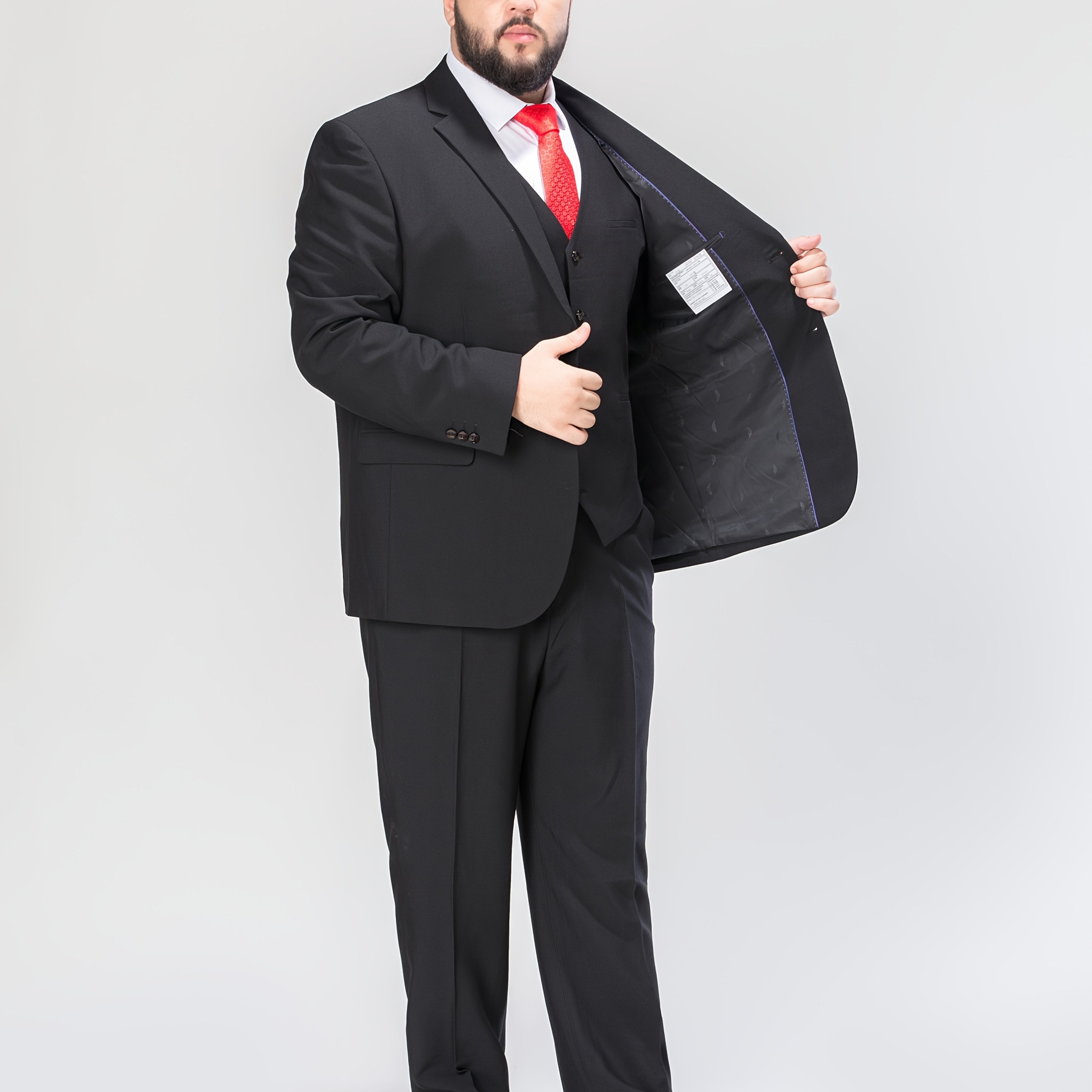 Chaqueta de traje negra para hombre para ocasiones formales, talla grande, mezcla de poliéster trenzado