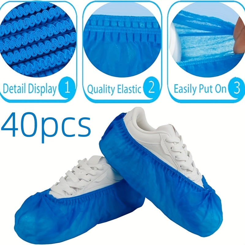 Disposable Shoe Covers Thick Non-Woven Fabric Indoor Outdoor Pack of 20-80