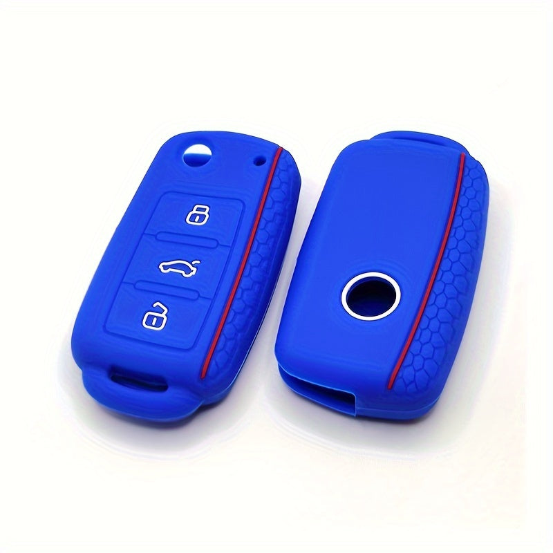Silicone Car Key Cover For Compact Vehicles 3 Button Protection