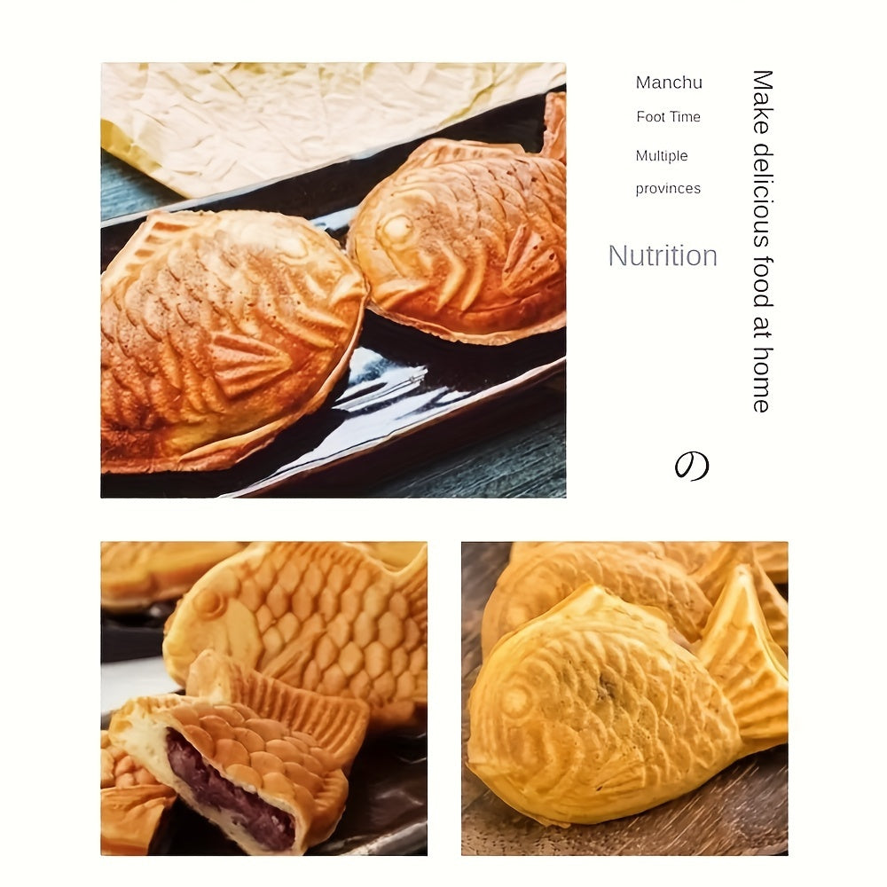 Fish-Shaped Nonstick Aluminum Taiyaki Maker with Handle for Home Grill