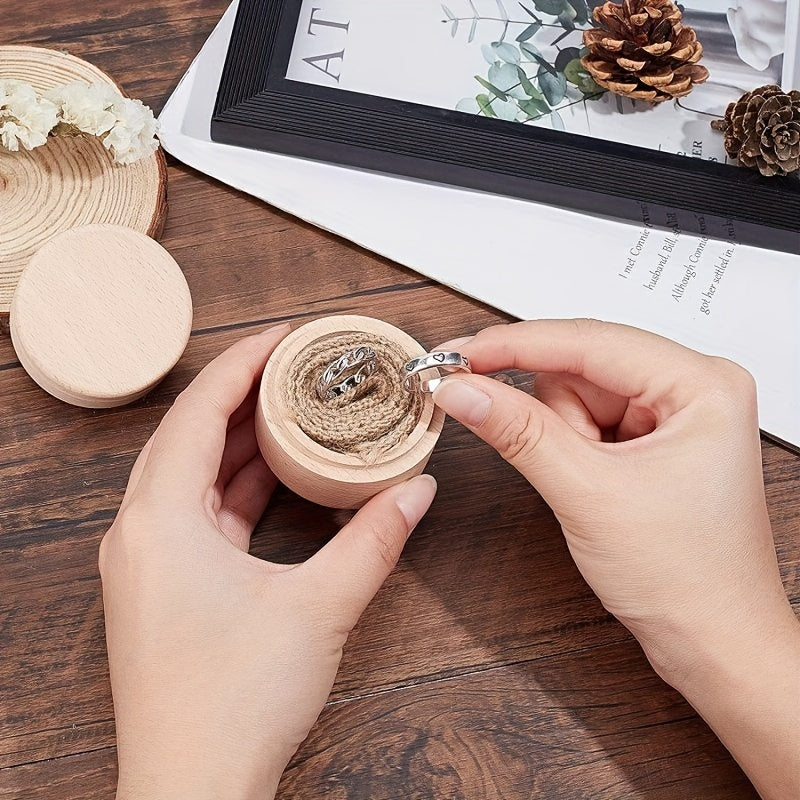 Круглая шкатулка для украшений из бука для колец, серег и ожерелий