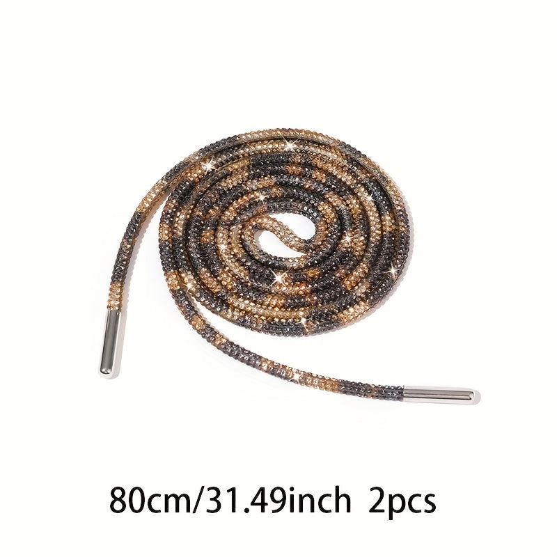 Unisex Rhinestone Shoelaces Solid Color Twist Ribbon DIY Shoe Accessories