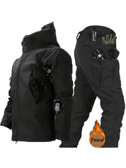 Traje de entrenamiento exterior para hombre, chaqueta con capucha y pantalones de poliéster y spandex, color sólido, corte regular