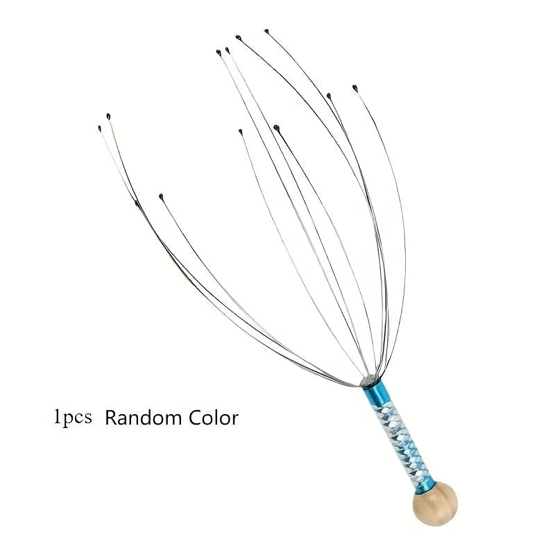 1 dona Oktopus Bosh Massaj Qulfi, Stressni Yengillashtirish uchun Metall Massajer - Simsiz, Uy va Sayohat uchun Ideal, Soch Parvarishi | Minimalistik Dizayn, Mustahkam Qurilish, Soch Bosh Massajchisi