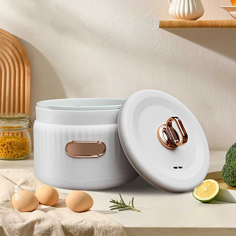 Olla eléctrica mini de 1.6L con temporizador, interior de cerámica, sin humo, antiadherente, portátil