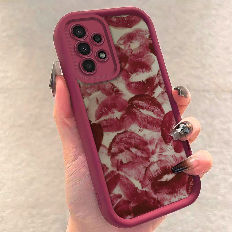 High-Value Mobile Phone Case with Red Lip Print for Galaxy Models TPU Durable Protective Cover