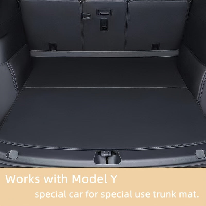 Universal PU Leather Trunk Mat for Tesla Model Y 2017-2024 Durable Odorless