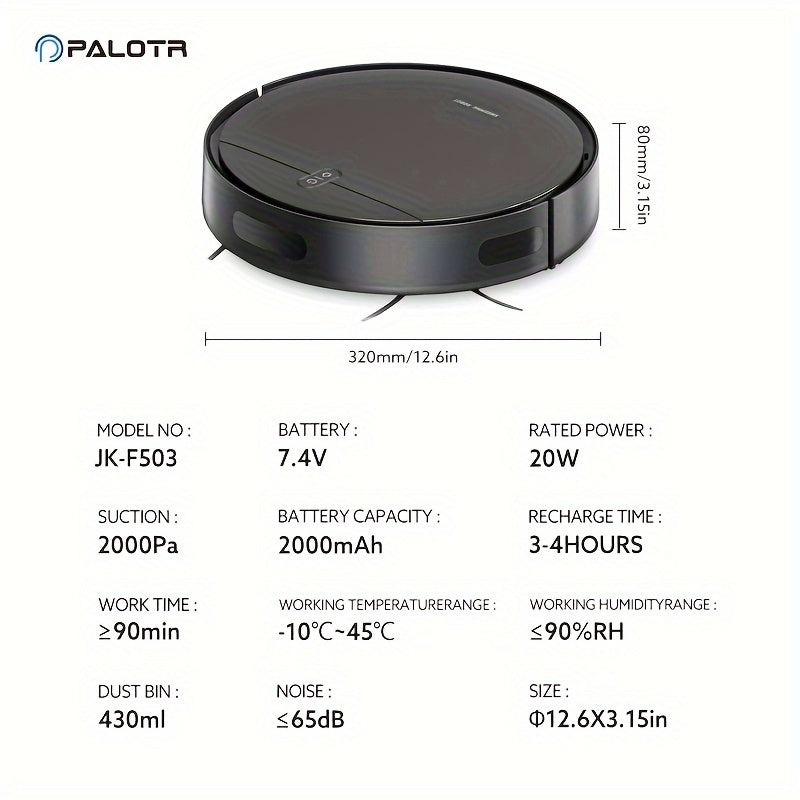 2-in-1 Robot Vacuum Cleaner Pet Hair Hard Floors Low Pile Carpets EU