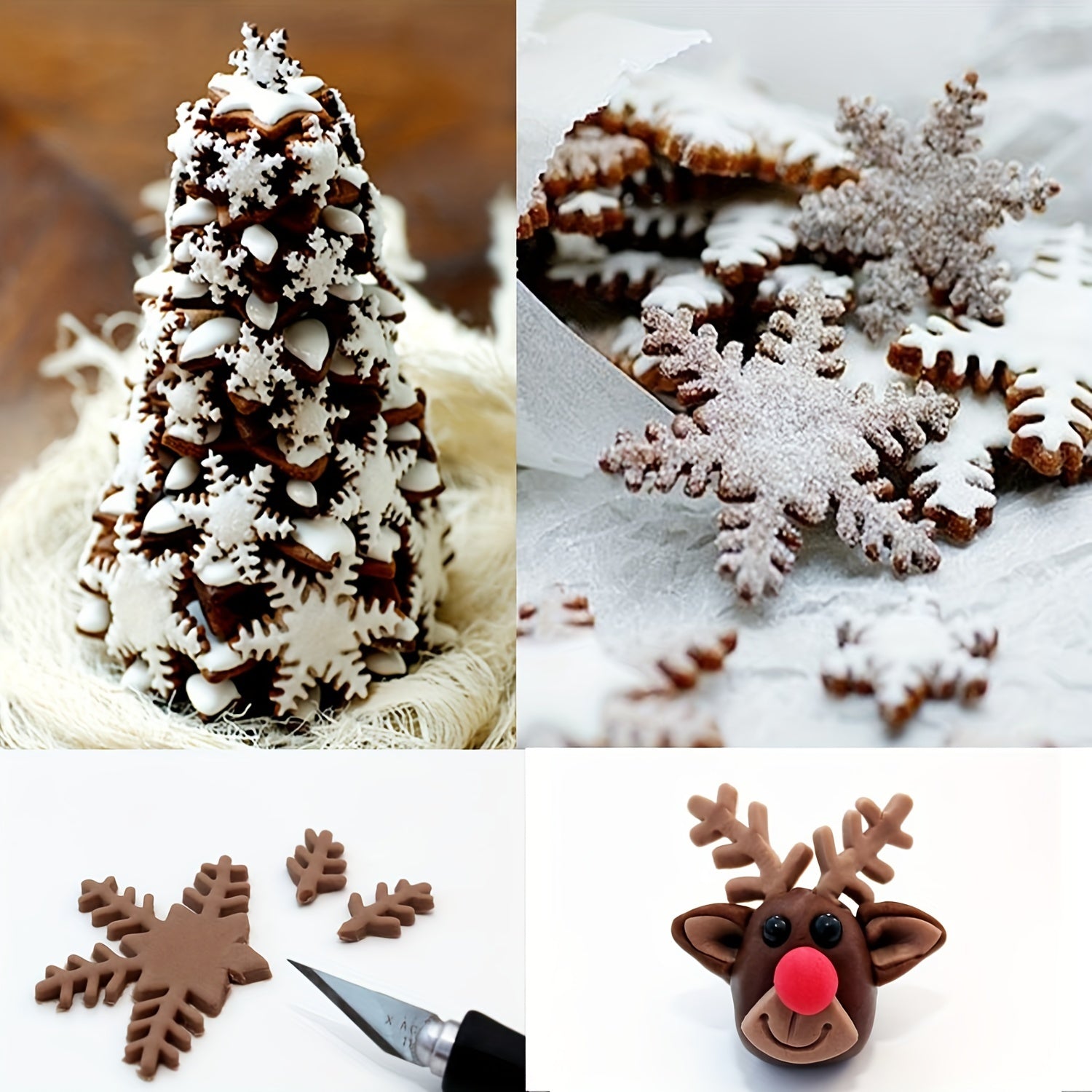 Christmas Snowflake Cookie Cutter Set 3-Piece Non-Stick Plastic Baking Tools