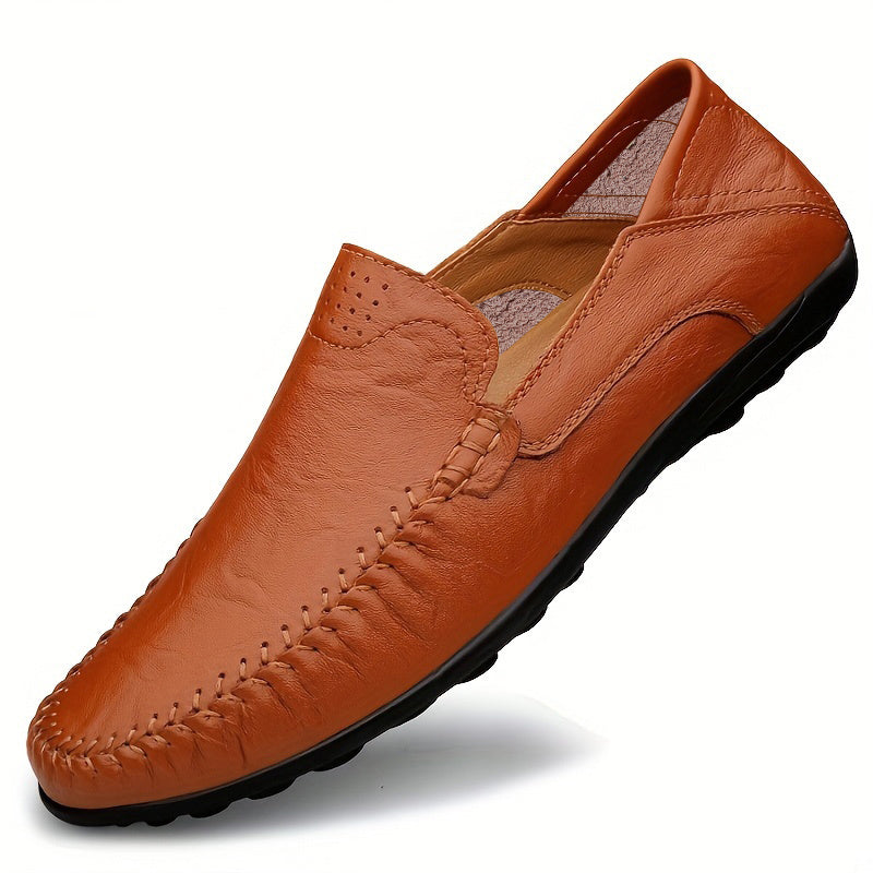 Men's Leather Loafer Shoes Casual Slip-On Round Toe for Spring Summer Fall Winter