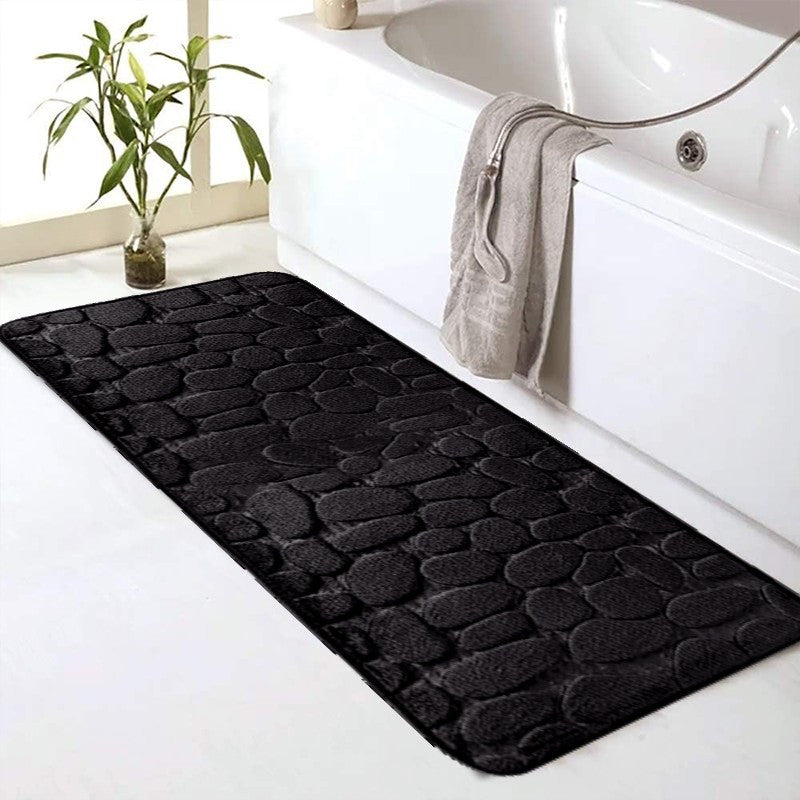 Cobblestone Pattern Memory Foam Bath Mat Non-Slip Absorbent Machine Washable