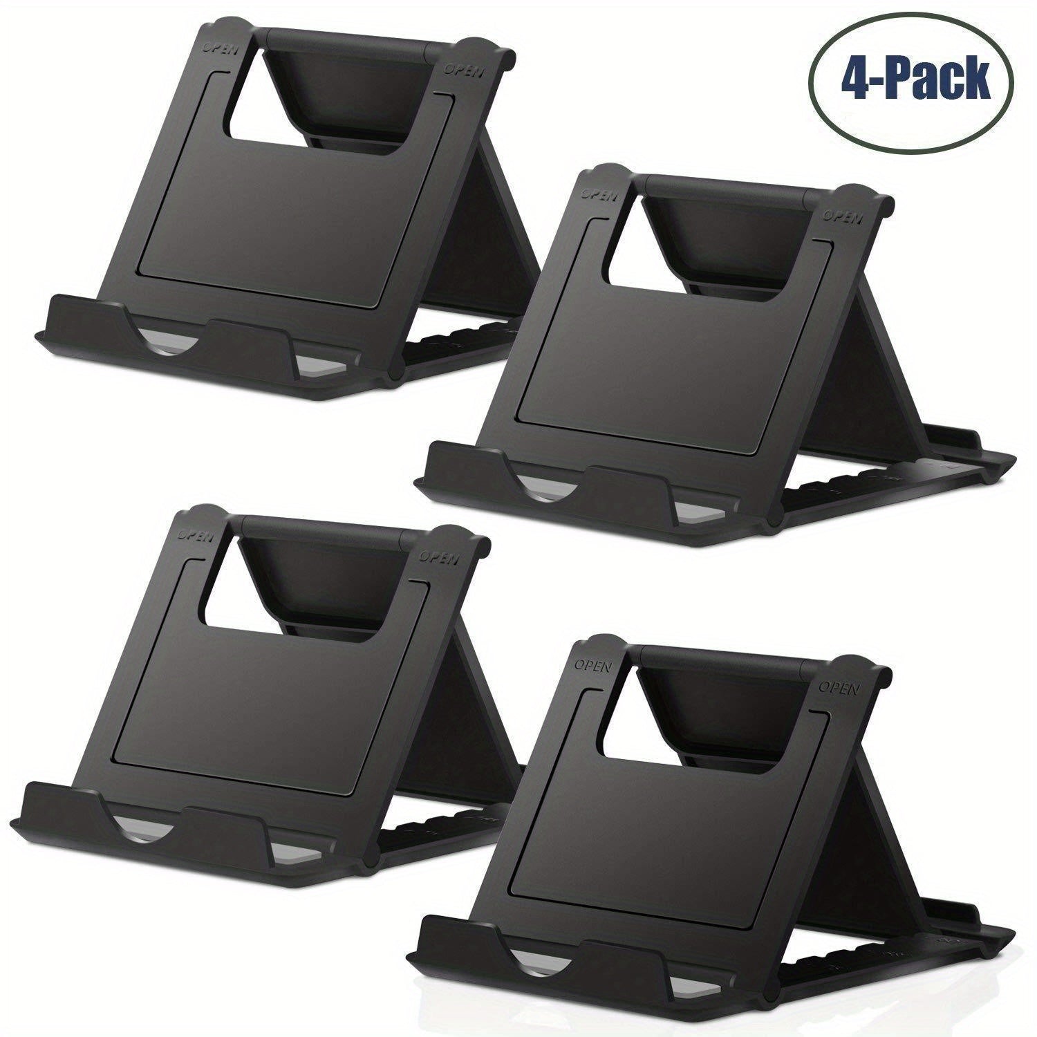 Square Folding Phone Holder Pack of 1 2 or 4 ABS Portable Travel Stand for Smartphones and Tablets