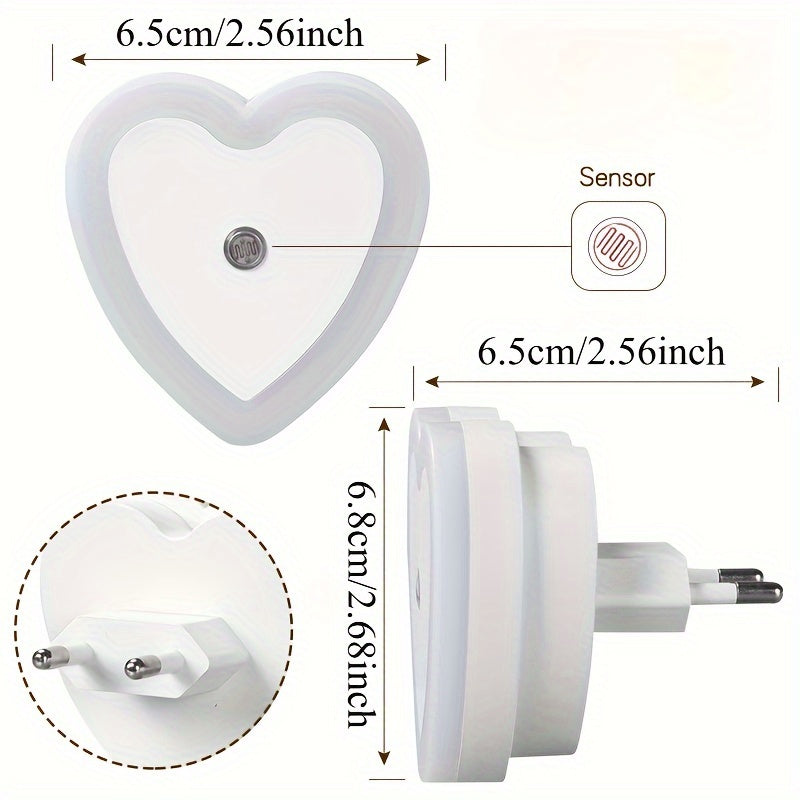 Heart-Shaped LED Night Light with Sensor Wall Mount Indoor Non-Waterproof
