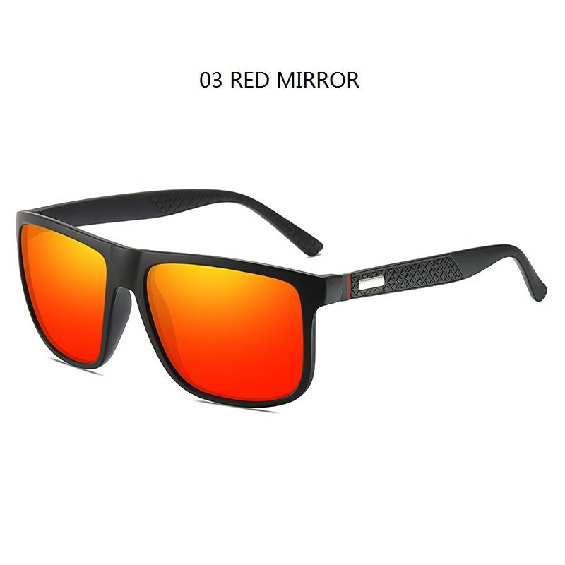 Gafas de sol cuadradas retro con lentes polarizadas para hombres y mujeres negro azul rojo espejo