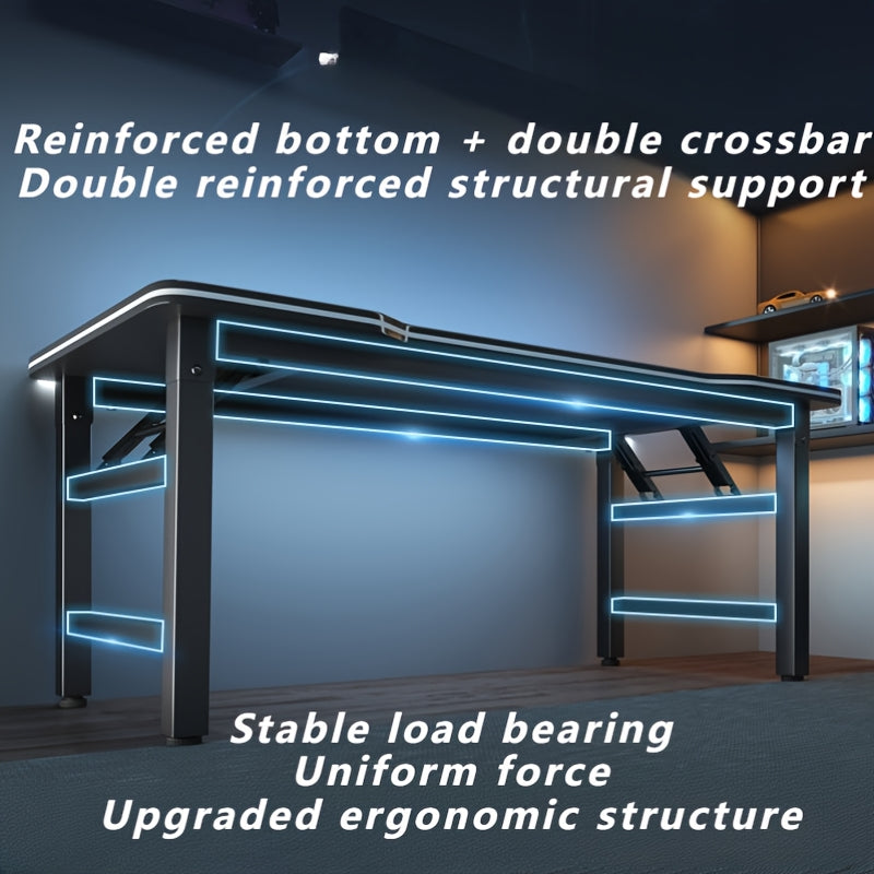 Modern Foldable Metal Desk with Fiber Texture Design for Home and Office Use