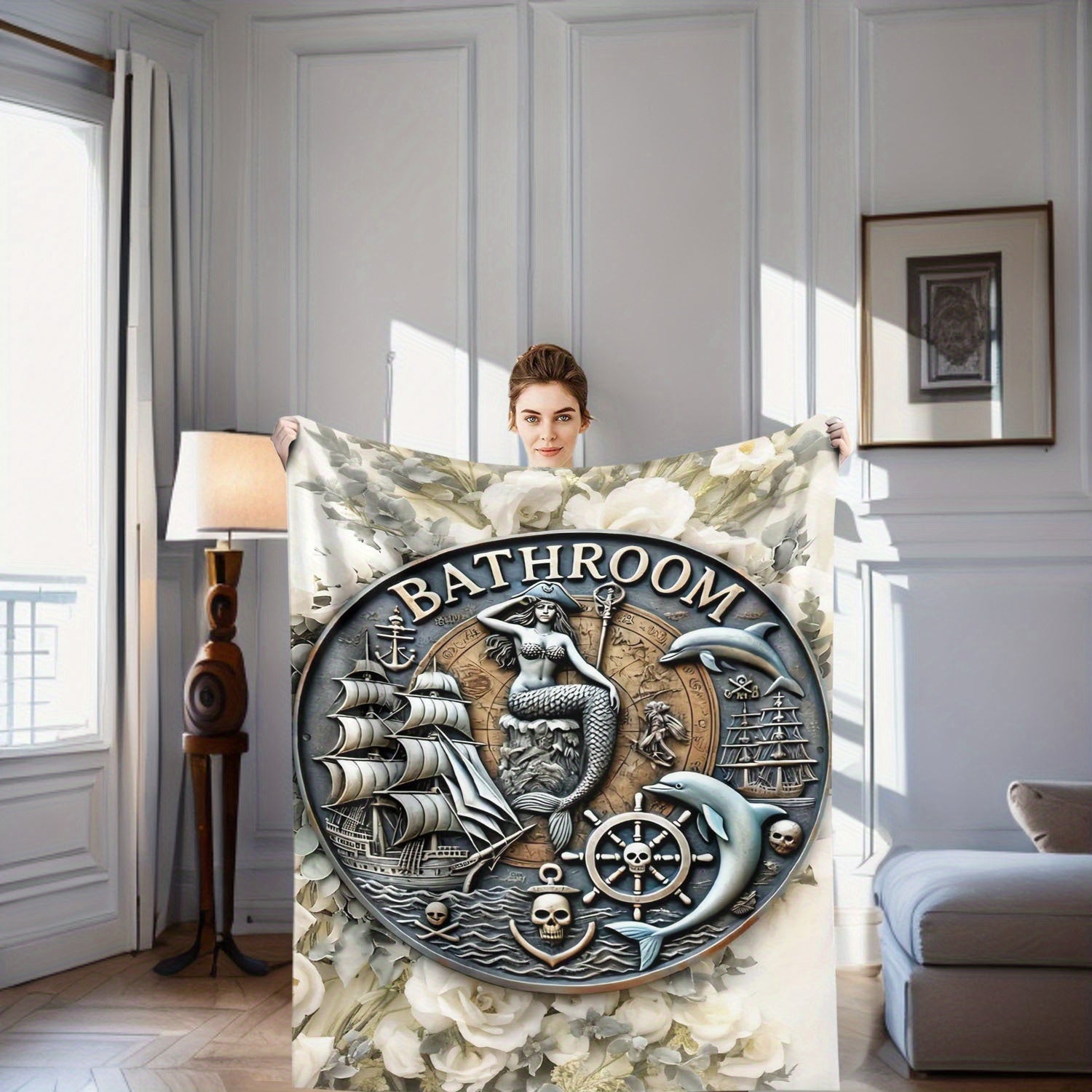 Gray Pattern Flannel Throw Blanket Soft Warm Cozy for Home Camping Travel