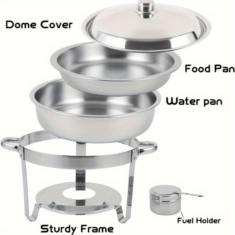 Stainless Steel Buffet Warmer Set with Detachable Chafing Dish and Fuel Stand