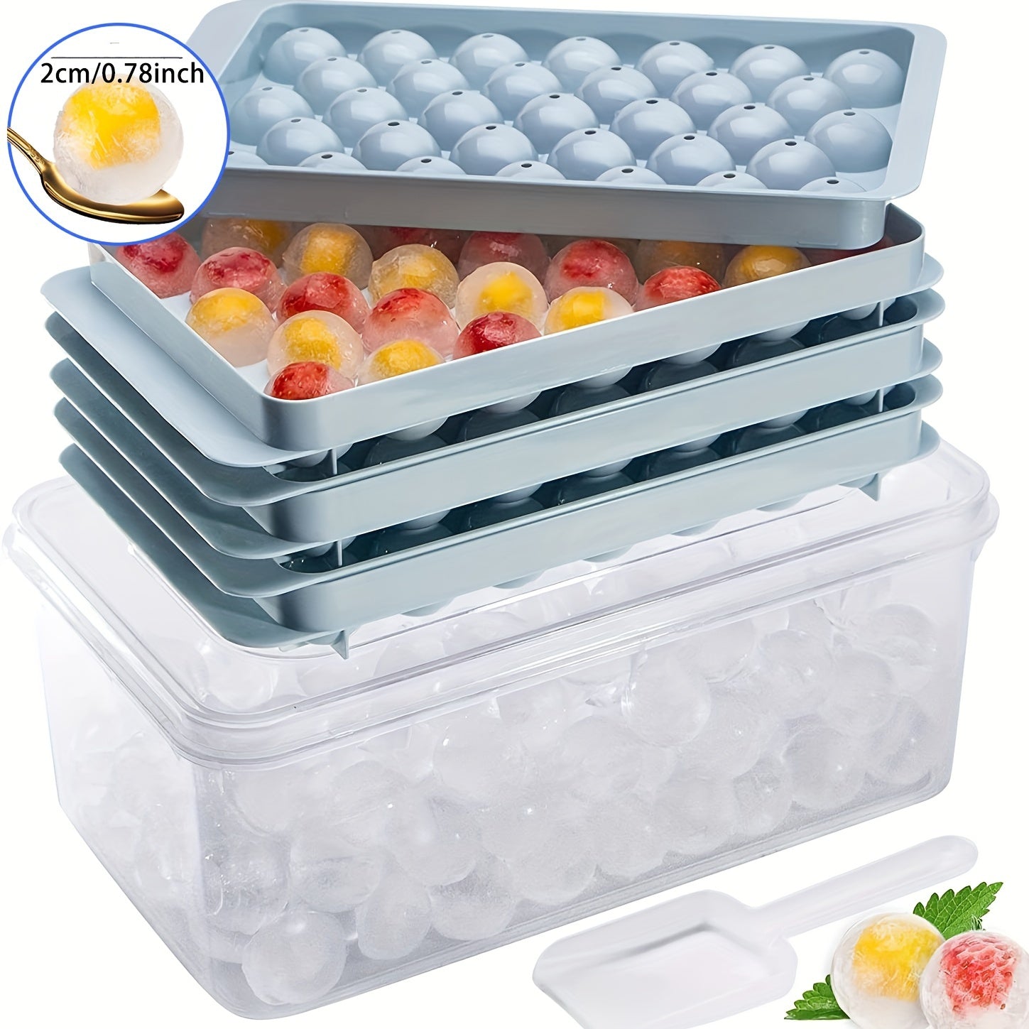 Большой набор форм для ледяных шаров из пищевого пластика, кухонный ледогенератор, 99 шаров