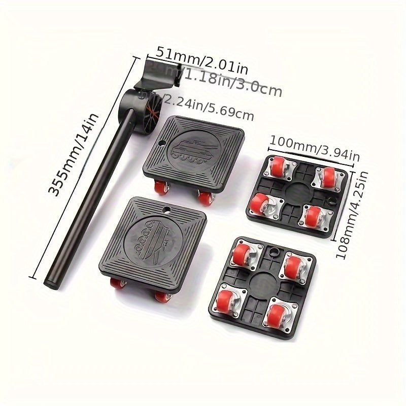 Heavy-Duty Furniture Moving Set with 399 KG Load Capacity Metal Tool Kit for Sofas Refrigerators and Recliners