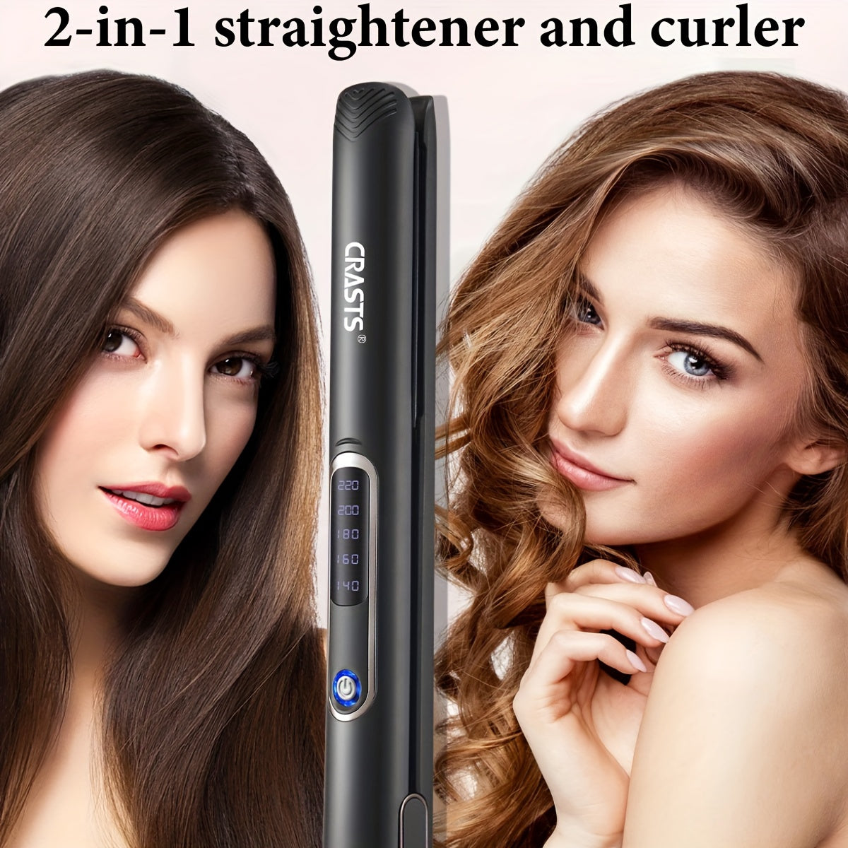 Ceramic Flat Iron Hair Straightener for Straightening and Curling with 5 Temperature Settings 220V