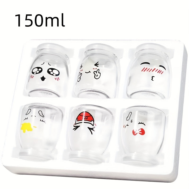 Set of 6 Glass Jars 150ml with Flip Top Lids for Yogurt Pudding Honey Jam Reusable