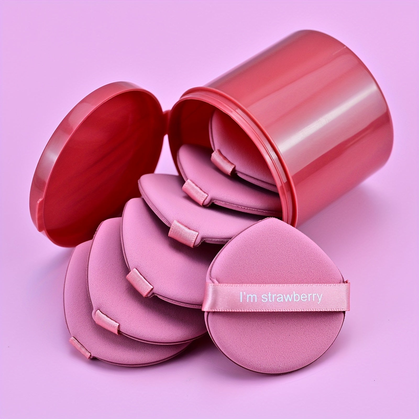 Set de 7 esponjas de maquillaje con estuche de almacenamiento, poliuretano hidrofílico, formas redondas y en forma de lágrima para base en polvo y BB Cream