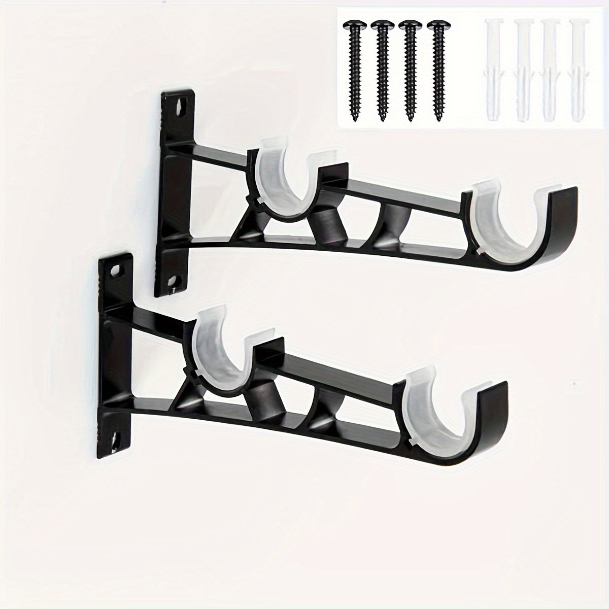 Two Pieces Metal Curtain Rod Brackets Thickening Shower Curtain Mounting Hardware