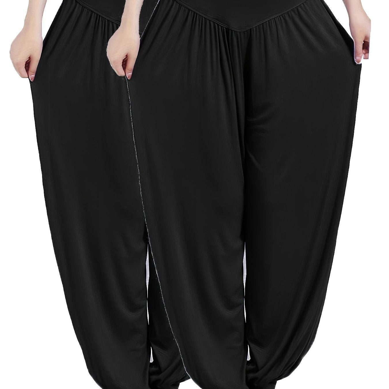 Women's Plus Size High Waist Jogger Pants Black Gray Stretchy Knit Fabric Casual Activewear