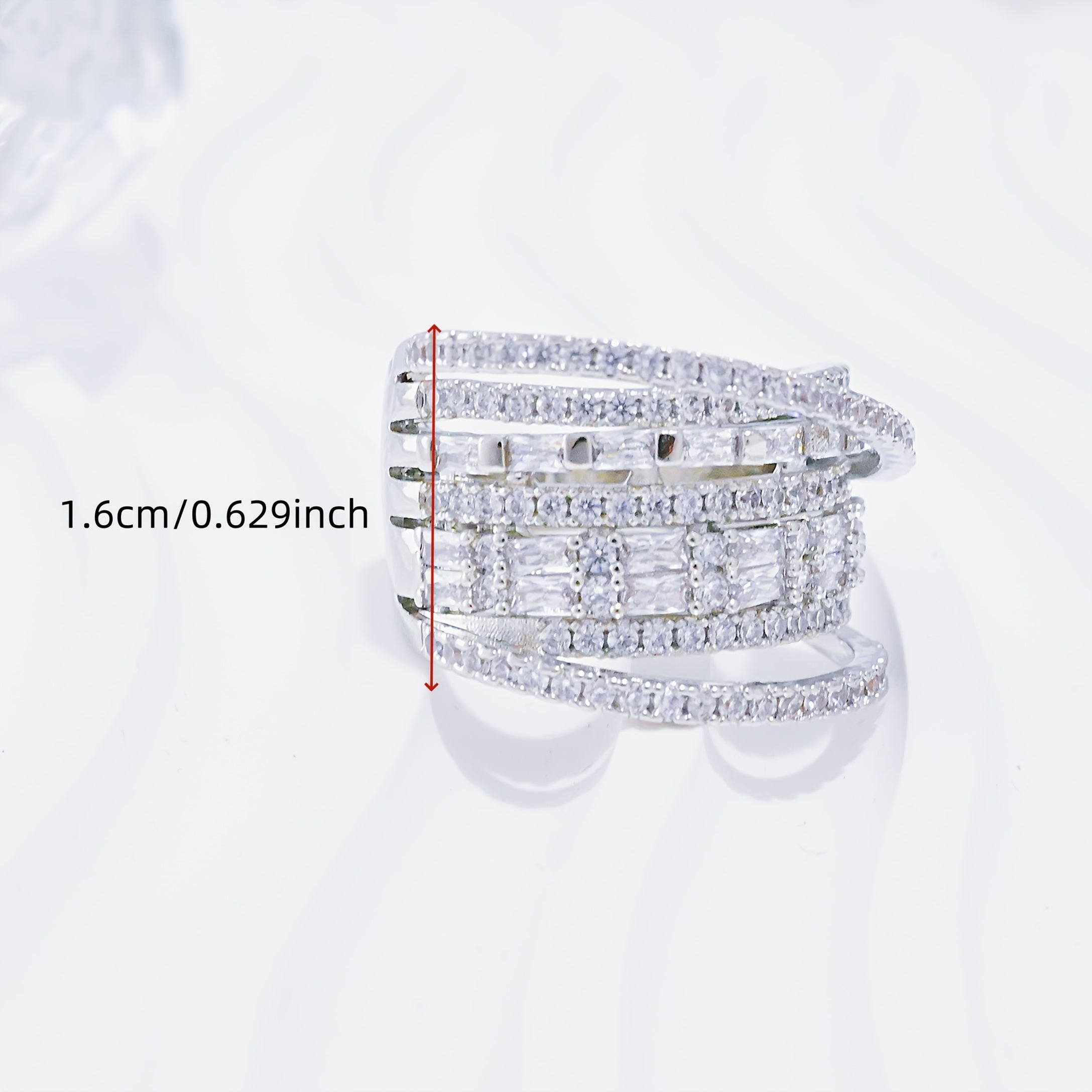 Unisex Zirconia Wide Hollow Copper Ring for Weddings and Occasions