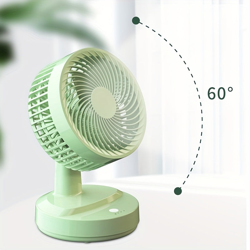 Light Green USB Desk Fan with 3-Speed, Low Noise, Strong Winds for Home Office