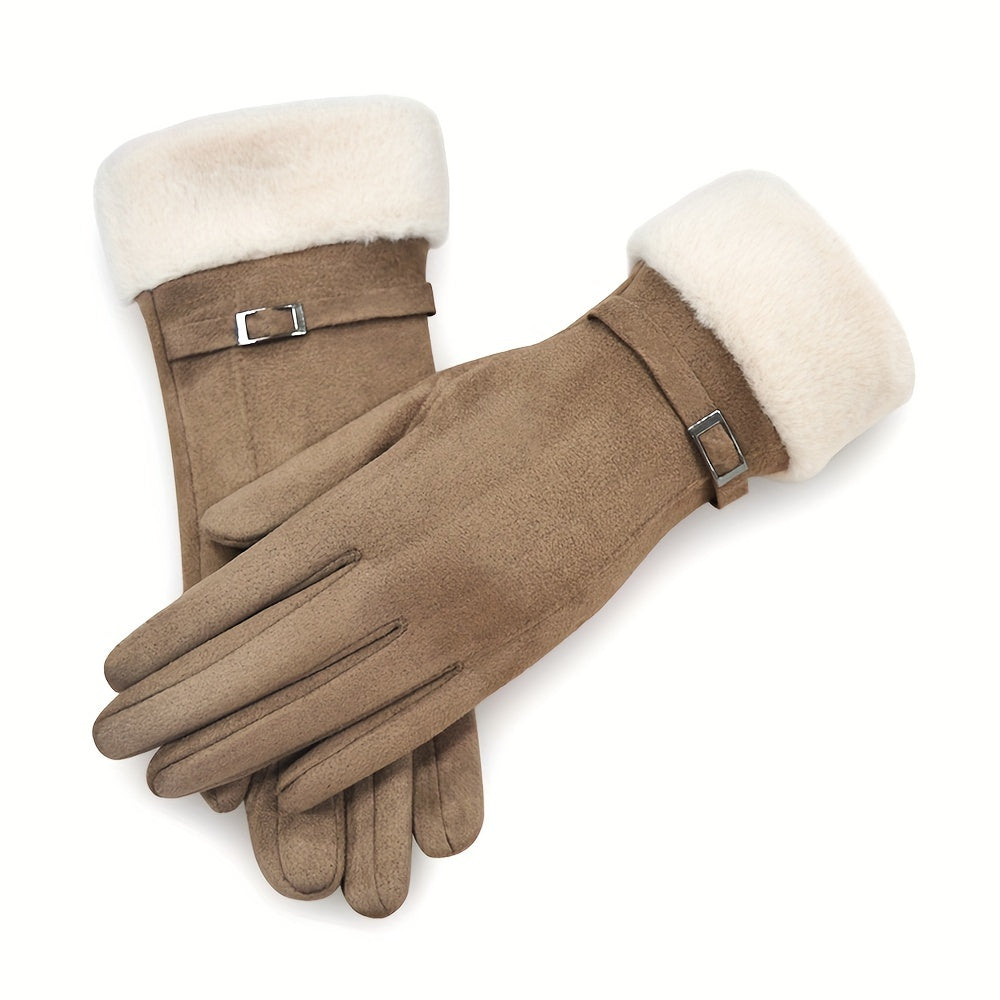 Women's Touchscreen Winter Gloves Suede with Plush Lining Elastic Fit Multiple Colors