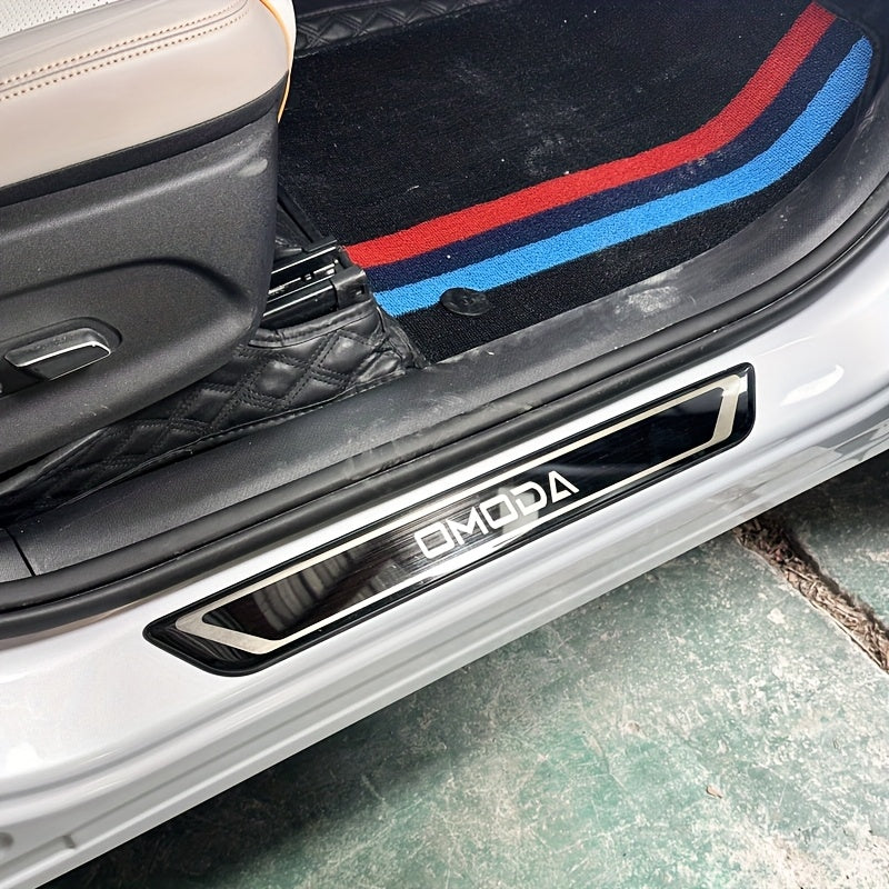 4 dona zanglamaydigan po'latdan yasalgan eshik chegarasi chiziqlari avtomobillar uchun, chizishga qarshi, 5 rang