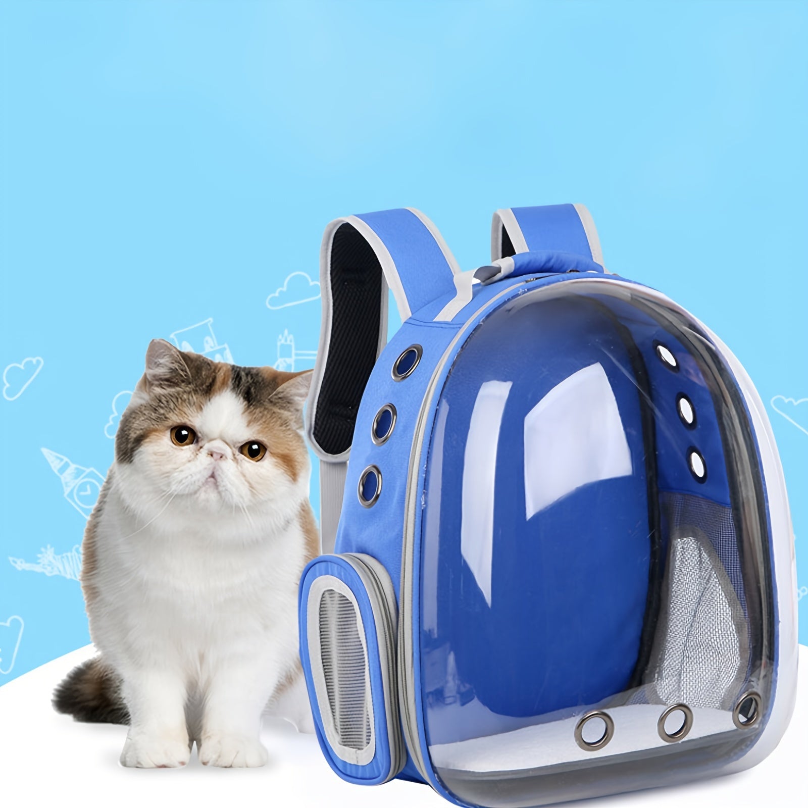 Mochila burbuja para mascotas para perros y gatos, transportín exterior con ventana de vista clara y ventilación